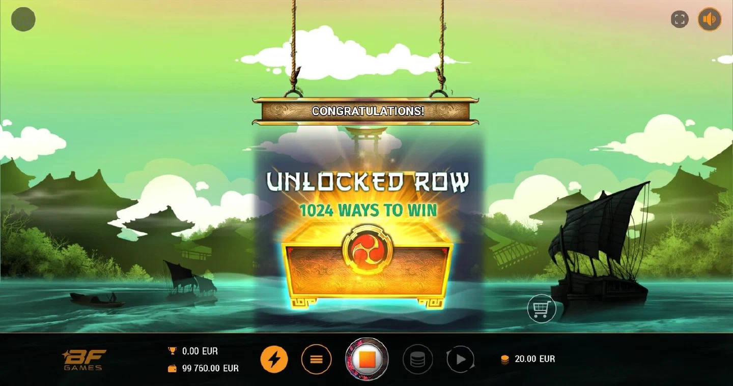 The Shogun's Treasure unlock screen announcing the fourth row and 1024 ways